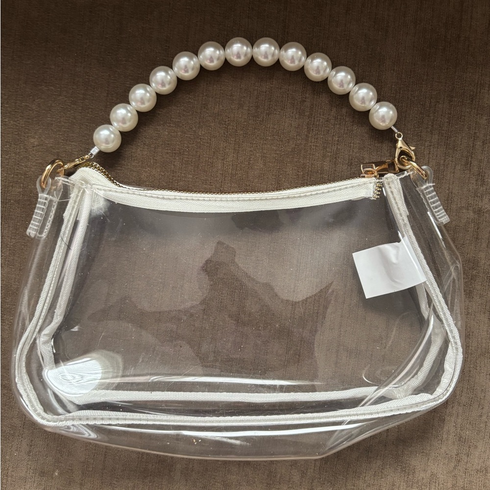 Clear Pearl Handle Women's Bag